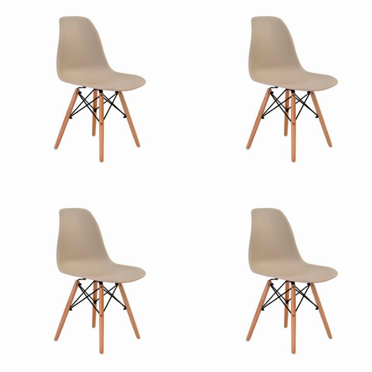 Conjunto Com 4 Cadeiras De Jantar Eiffel Nude