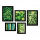 Kit Com 5 Quadros Decorativos - Natureza Floresta Verde Bambu - 088kq01p