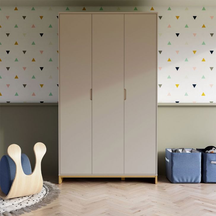 Image of Guarda-roupa Solteiro Cubo 3 Portas 2 Gavetas Areia E Platano PLA-MO895CL24HETMOB