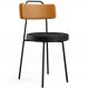 Cadeira Decorativa Estofada Para Sala De Jantar Barcelona L02 Couríssimo Whisky Preto - Lyam