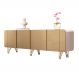 Buffet Decorativo Puxadores em Alumínio Pés em Aço Saluti Off White/Champagne G26 - HB Móveis