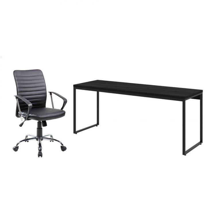 Conjunto de Mesa Studio 180 cm com Cadeira de Escritório Diretor Giratória Oslo Preta