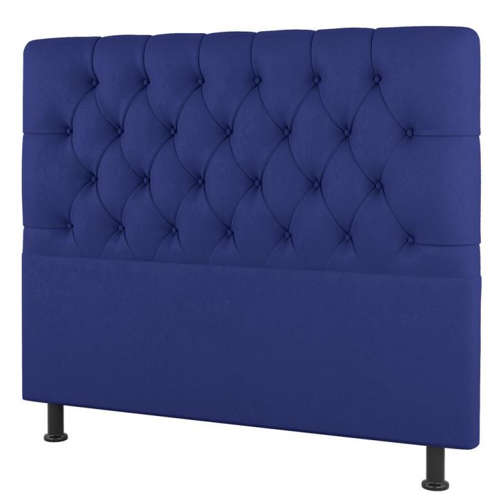 Cabeceira Cama Box Casal Queen Size Nice 160cm Suede Azul - Desk Design