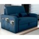 Sofá Cama 2 Lugares com Baú Bannow Veludo Azul