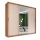 Guarda-Roupa Casal com Espelho Dalila Flex 3 Portas 4 Gavetas Amêndola e Off White