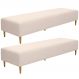 Kit 02 Puffs Decorativo Sala de Estar Bali W01 Pés Palito 210x60cm Suede Bege - Lyam Decor