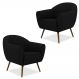 Kit 02 Poltronas Decorativas com Pés Palito Nina D02 Corano Preto C-05 - Lyam Decor