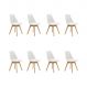 Kit 8 Cadeiras Estofadas Saarinen Wood Pés de Madeira Branco