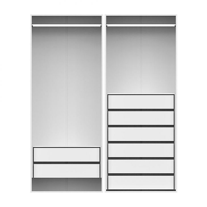 Guarda-roupa Modulado Com Cabideiros New Tuyo 8 Gavetas Branco 180 Cm