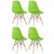 Kit 4 cadeiras Charles Eames Eiffel DSW com pés de madeira clara Verde claro