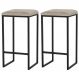 Kit 2 Banqueta Decorativa Billie Base Preta Suede Cappuccino G41 - Gran Belo