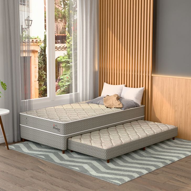 Bicama Box Com Colchão Master Hotel Solteirão Molejo Superelastic (67x108x198) Bege