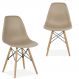 Kit 02 Cadeiras Decorativas Eiffel Charles Eames F03 Nude com Pés de Madeira - Lyam Decor