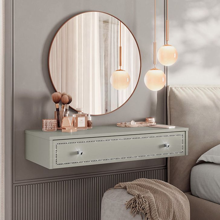 Penteadeira Suspensa Strass 1 Gaveta Off White 80 cm