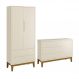 Jogo de Quarto Infantil Guarda Roupa 2 Portas e Cômoda 1 Porta Classic Areia Fosco com Pés Amadeirado - Reller Móveis