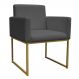 Poltrona Decorativa Base De Ferro Gold Veludo Cinza - Montanaris Decor