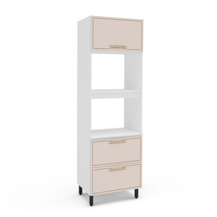 Paneleiro Amara 2 Portas 1 Gaveta Creme e Branco