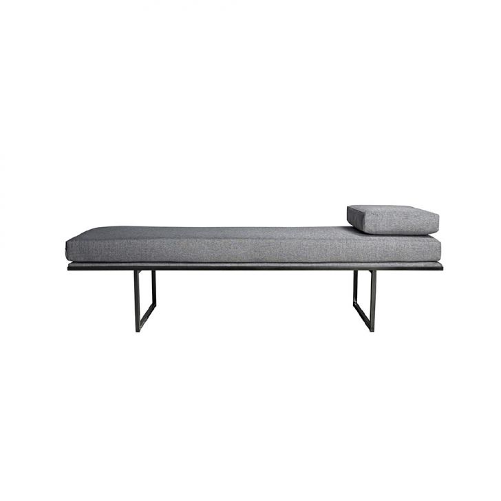Banco | Banqueta 2 Lugares Galli Linho Cinza e Preto 140 cm