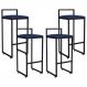 Kit 04 Banquetas Altas Para Cozinha Sala de Jantar Hanna L02 Preto Suede Azul Marinho - Lyam Decor