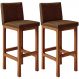 Kit 02 Banquetas Altas Para Cozinha Sala De Jantar Fixa Alya L02 Couríssimo Marrom - Lyam Decor
