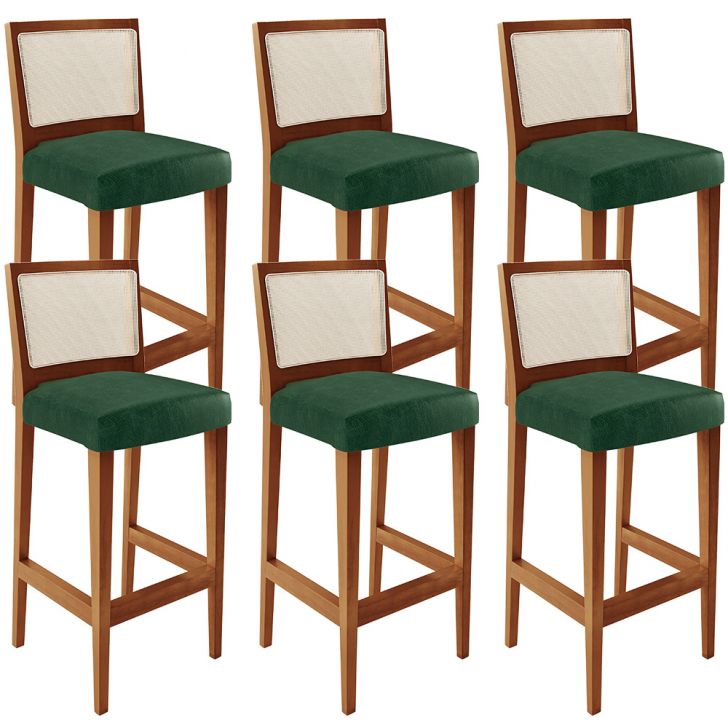 Kit 06 Banquetas Alta Para Cozinha Encosto em Tela Branco Zion L02 Facto Verde Musgo - Lyam Decor
