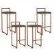 Kit 04 Banquetas Alta Para Cozinha Sala de Jantar Hanna L02 Bronze Linho Chumbo - Lyam Decor