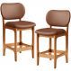 Kit 02 Banquetas Baixa Bar Cozinha E Sala De Jantar Fixa Betta L02 Imbuia Couríssimo Marrom - Lyam Decor