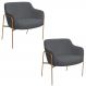 Kit 02 Poltronas Decorativas Jade Base Aço Ouro Fosco Bouclé Grafite - Nexta Casa