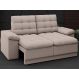 Sofá Confort 1,80m Assento Retrátil e Reclinável Velosuede Bege - NETSOFAS