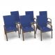 Kit 6 Cadeira Riviera Piscina Alumínio Marrom Tela Azul