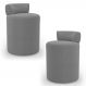 Kit 02 Puffs Decorativos Orgânicos Living Aegon Minimalista Bouclê Cinza Escuro - Desk Design