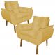 Kit 2 Poltronas Decorativa para Sala de Estar Opala Suede Amarelo - Montanaris Decor