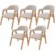 Kit 05 Cadeiras de Jantar e Estar Living Estofada Nadja L02 Bouclê Bege - Lyam Decor