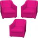 Kit 3 Poltronas Decorativa Para Sala Recepção Manicure Consultório Mila Corino Pink Pés De Plástico Cromado