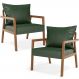 Kit 02 Poltronas Decorativa Para Sala de Estar Alícia L02 Couríssimo Verde Musgo - Lyam Decor
