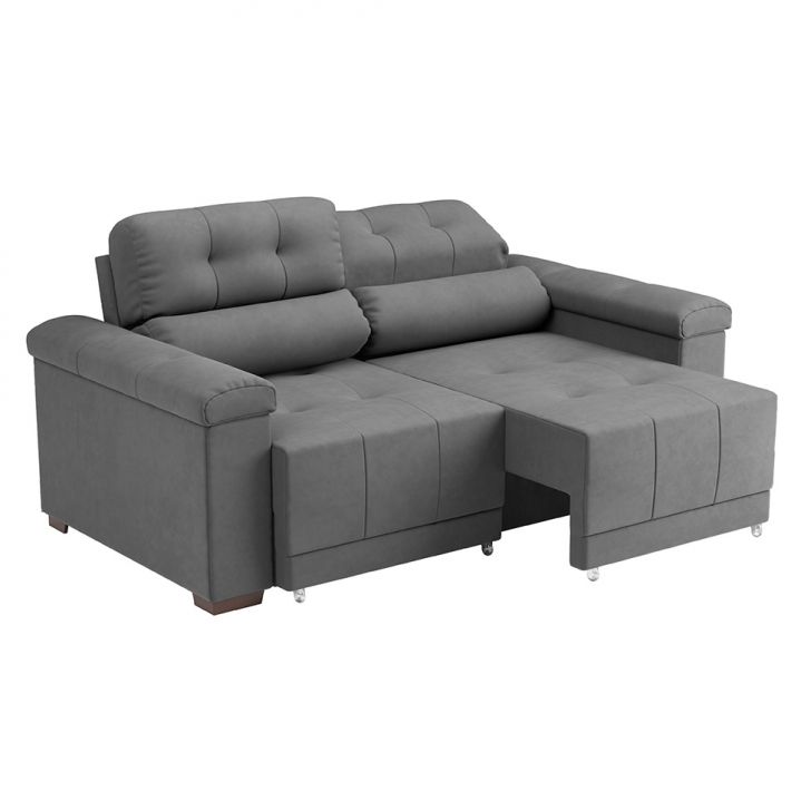 Sofá 3 Lugares Retrátil E Reclinável Smart Suede Cinza