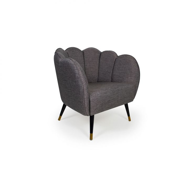 Poltrona Ariel Pé Palito Linho Mescla Marrom E Preta