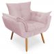 Poltrona Decorativa Opala Deluxe Suede Rosa Bebê - Shop da Mobilia