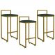 Kit 03 Banquetas Alta Para Cozinha Sala De Jantar Hanna L02 Dourado Linho Verde Musgo - Lyam Decor