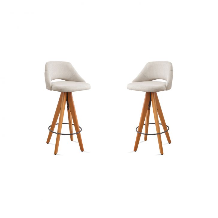 Kit 2 Banquetas Nicole Giratórias - Linho Nude