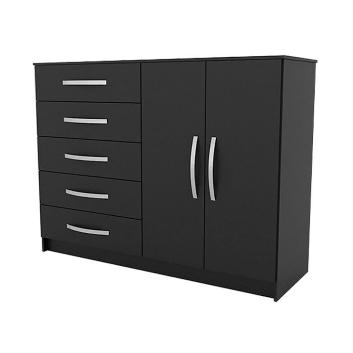 Cômoda Sapateira Hoover 2 Portas 5 Gavetas Preta