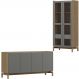 Cristaleira 2P 1G Vidro Balcao Buffet 4P Oak Ferrolack Milani Store