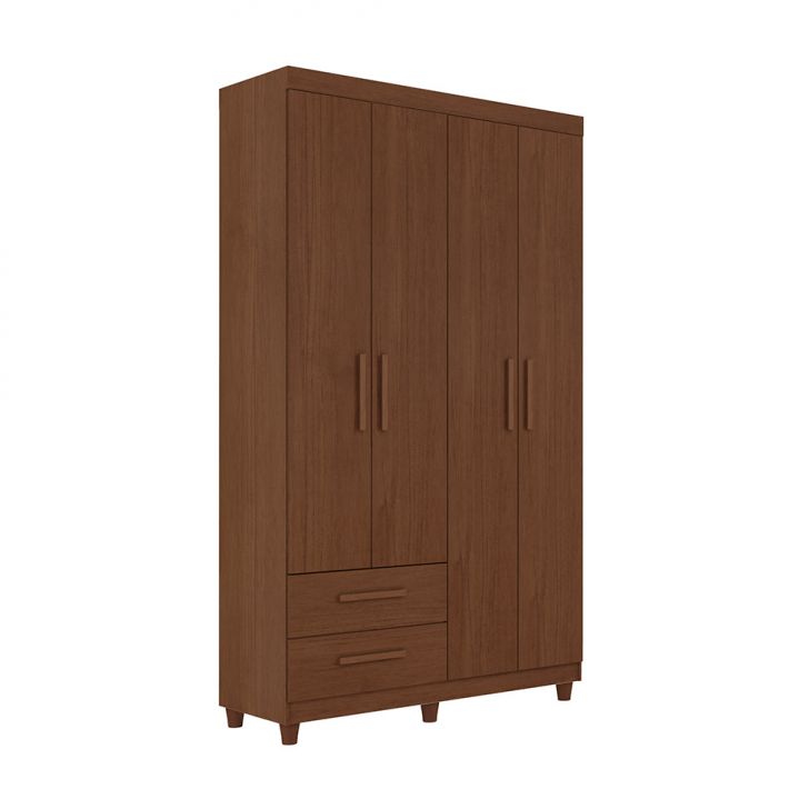 Guarda-roupa Solteiro Canadá Plus 4 Portas 2 Gavetas Cacau