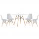 Mesa redonda Eames 120 cm branco + 4 cadeiras Eiffel DSW Cinza claro