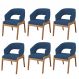Kit 06 Cadeiras de Jantar e Estar Living Estofada Lince L02 Suede Azul Marinho - Lyam Decor