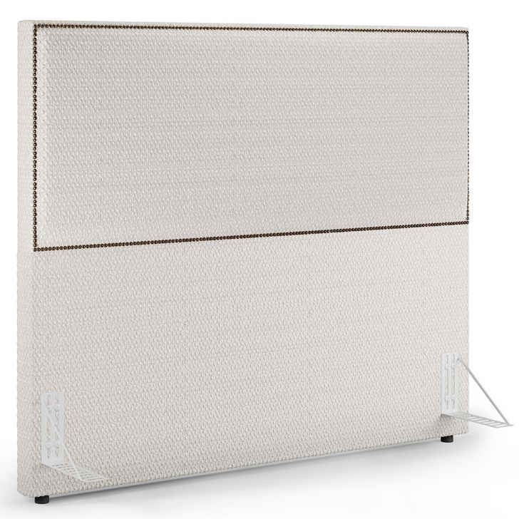 Cabeceira Box Casal Com Tachas 160 cm Vicenza L02 Bouclê Cru - Lyam Decor
