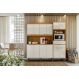 Cozinha Atlantis 11 Armários 2 Gavetas C/ Espaço Para Microondas E Utilidades - Jequitiba/Off White