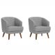 Conjunto com 2 Poltronas Betania Linho Mescla Elefante e Madeira