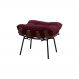 Puff Decorativo Sala de Estar Abel Base de Madeira Preto Suede Bordô G41 - Gran Belo