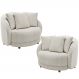 Kit 02 Poltronas Decorativa Sala De Estar Base Fixa De Madeira Witta M03 Bouclê Branco - Lyam Decor